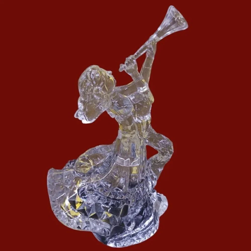 Handcrafted Crystal Figurine Of Woman Playing Trumpet